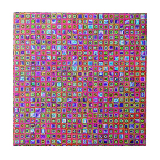 Carreaux Funky Rose Chaud, Vert Et Violet Motif (Devant)