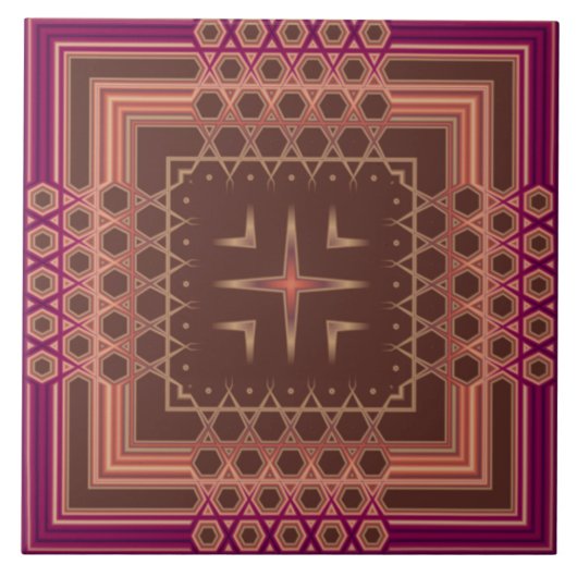 Carreaux géométriques fantaisie couleur vin et cho (Devant)