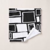 Carreaux géométriques noirs blancs Abstraits (Gant de toilette)