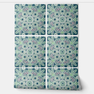 Carreaux géométriques verts motif Papier peint 2'