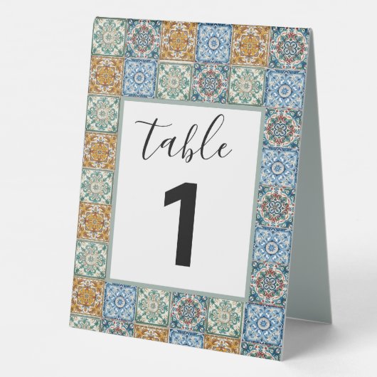 Carreaux italiens Mariage Numéro de table Signe (Verso)