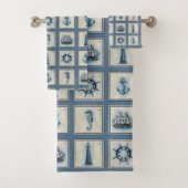 Carreaux marins | Blue Lighthouse Ancre Ship Wheel (En situation)