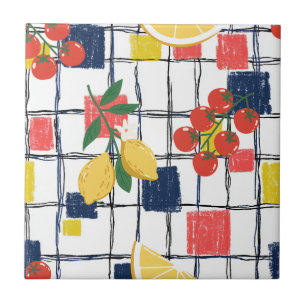 Carreaux Méditerranéen à Motif Vichy Citrons et To