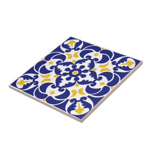 Carreaux méditerranéens Motif bleu et jaune (Côté)