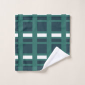 Carreaux Moderne Bleu Blanc Sarcelle (Gant de toilette)