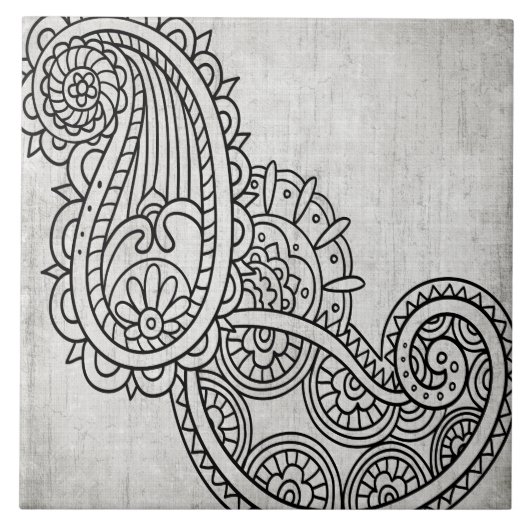 Carreaux Motif Gris Mehndi (Devant)