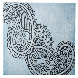 Carreaux Motif Mehndi Bleu