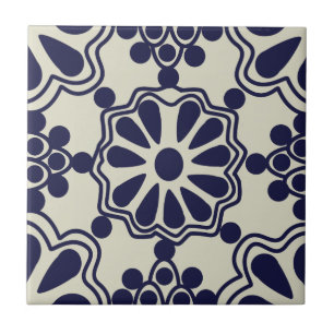 Carreaux - Motif mexicain bleu/blanc cassé