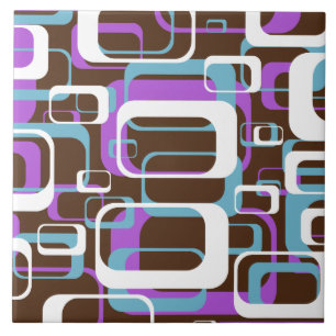 Carreaux Motifs Retro Purple Brown 60s