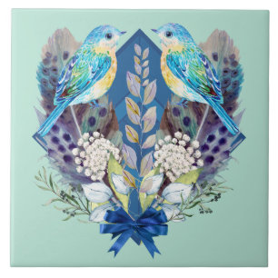 Carreaux muraux en céramique - Oiseaux et plumes