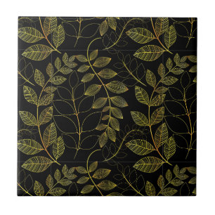Carreaux muraux noirs et dorés artisanaux