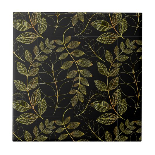 Carreaux muraux noirs et dorés artisanaux (Devant)