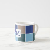 Carreaux nautiques monogramme personnalisé tasse e (Devant droit)
