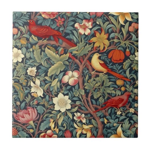 Carreaux Oiseaux en Fleurs (Devant)
