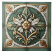 Carreaux ornementaux floraux orientaux - Vert et O (Devant)