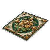 Carreaux ornementaux floraux orientaux - Vert et O (Côté)