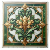 Carreaux ornementaux floraux orientaux - Vert et O (Devant)