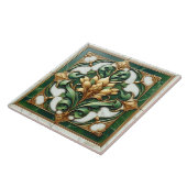 Carreaux ornementaux floraux orientaux - Vert et O (Côté)