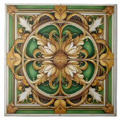 Carreaux ornementaux floraux orientaux - Vert et O (Devant)