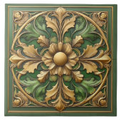 Carreaux ornementaux floraux orientaux - Vert et O (Devant)