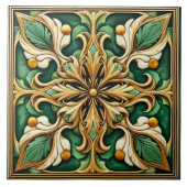 Carreaux ornementaux floraux orientaux - Vert et O (Devant)