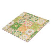 Carreaux ornés en vert et jaune (Côté)