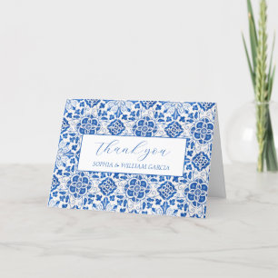 Carreaux portugais Bleu Floral Mariage Merci
