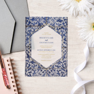 Carreaux portugais rustiques Invitations de mariag