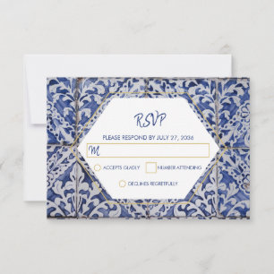 Carreaux portugais rustiques Mariage Cartes RSVP