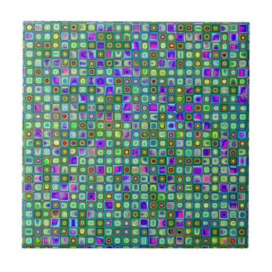 Carreaux Rétro Vert, Bleu Et Violet Funky Motif (Devant)