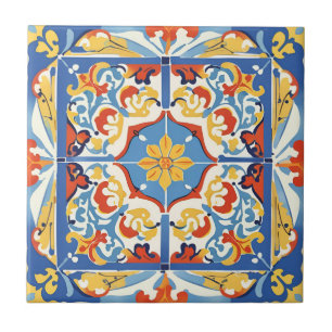Carreaux rouge, bleu et jaune