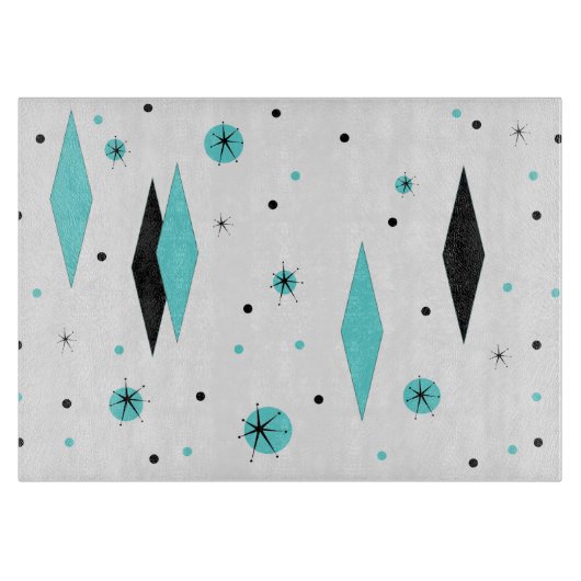 Carreaux turquoise rétro & Planche à découper (Devant)