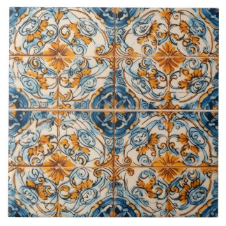 Carreaux Turquoises orange portugais pour une beau