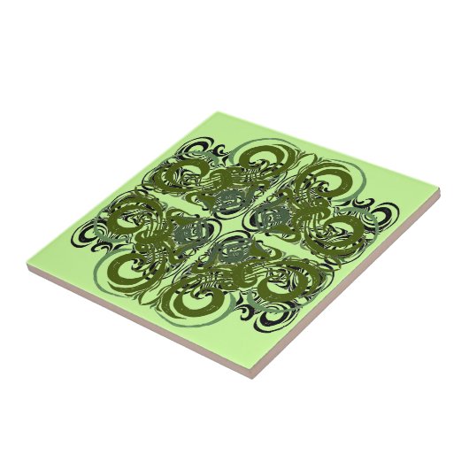 Carreaux verts et noirs rétro (Côté)