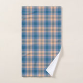 Carreaux Vichy Beige Bleu Gris Et Pêche (Serviette à main)