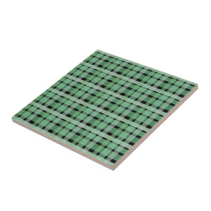 Carreaux Vichy Tartan Vert Rayures Sur Fond Noir