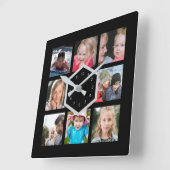 Carrée 8 Photo Black Carré Mur Horloge (Angle)