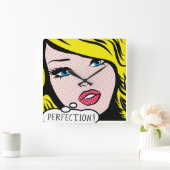 Carrée Acrylique Mur Horloge pop art "PERFECTION". (Maison)