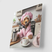 Carrée Adorable Chiot Funny Chien Mur Horloge (Angle)