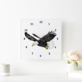 Carrée American Bald Eagle Flying wall Horloge - Peinture (Maison)