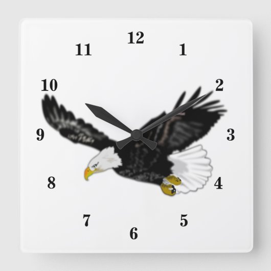 Carrée American Bald Eagle Flying wall Horloge - Peinture (Recto)