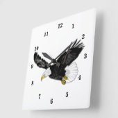 Carrée American Bald Eagle Flying wall Horloge - Peinture (Angle)
