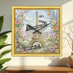 Carrée Amour Horloge Paris, Tour Eiffel, Art Français