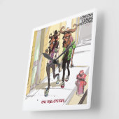 Carrée Amusant Gnu Age Hipsters Rick London Wall Horloge (Angle)