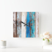 Carrée Ancienne horloge en bois flotté (Maison)