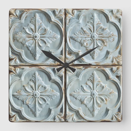 Carrée Antique plafond Carrelage Mur Horloge (Recto)