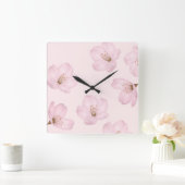 Carrée Aquarelle Clair rose cerisier Blossom Horloge mura (Maison)