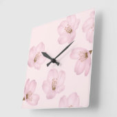 Carrée Aquarelle Clair rose cerisier Blossom Horloge mura (Angle)