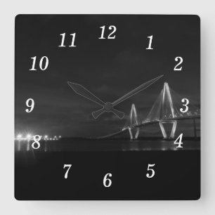 Carrée Arthur Ravenel Night Pano Gris Mur Horloge