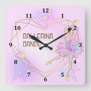 Carrée Ballerina Horloge pour les jeunes filles Salle